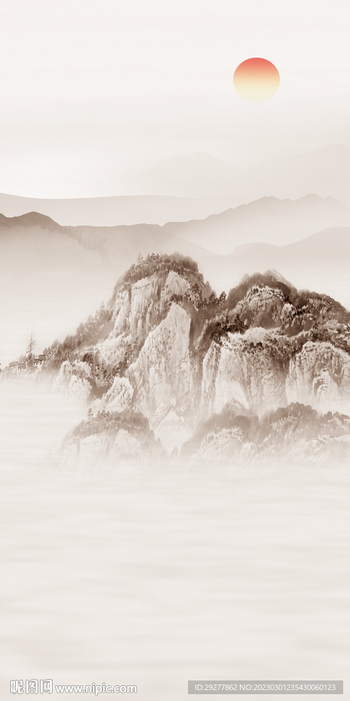 高档 山水意境玄关 TIF分层