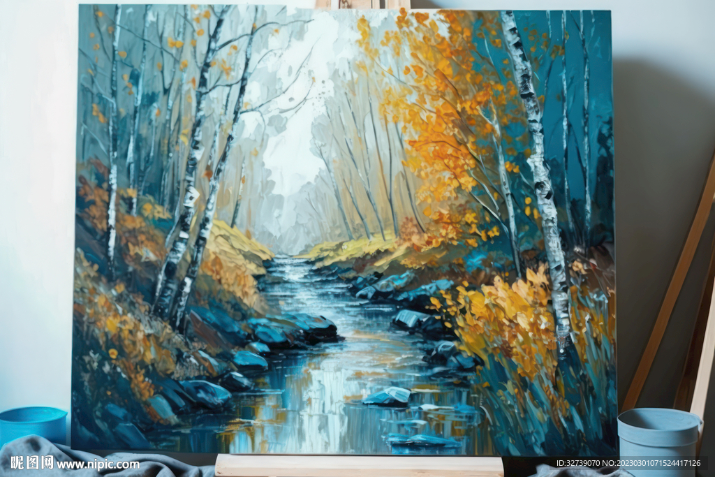 厚涂油画 溪流