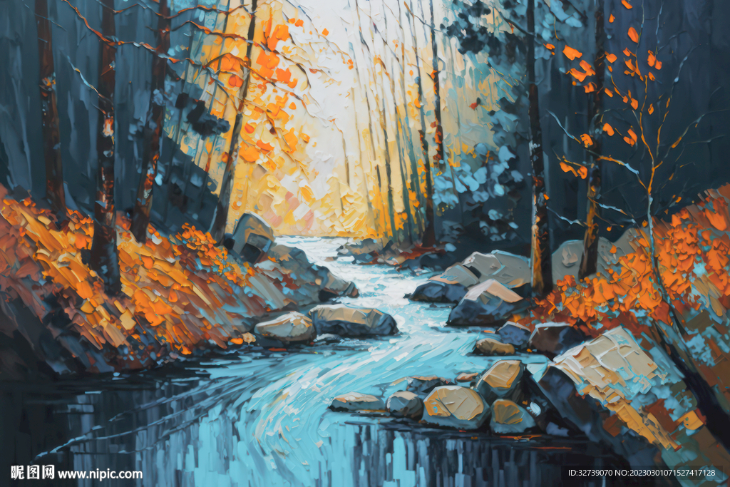 厚涂油画 风景