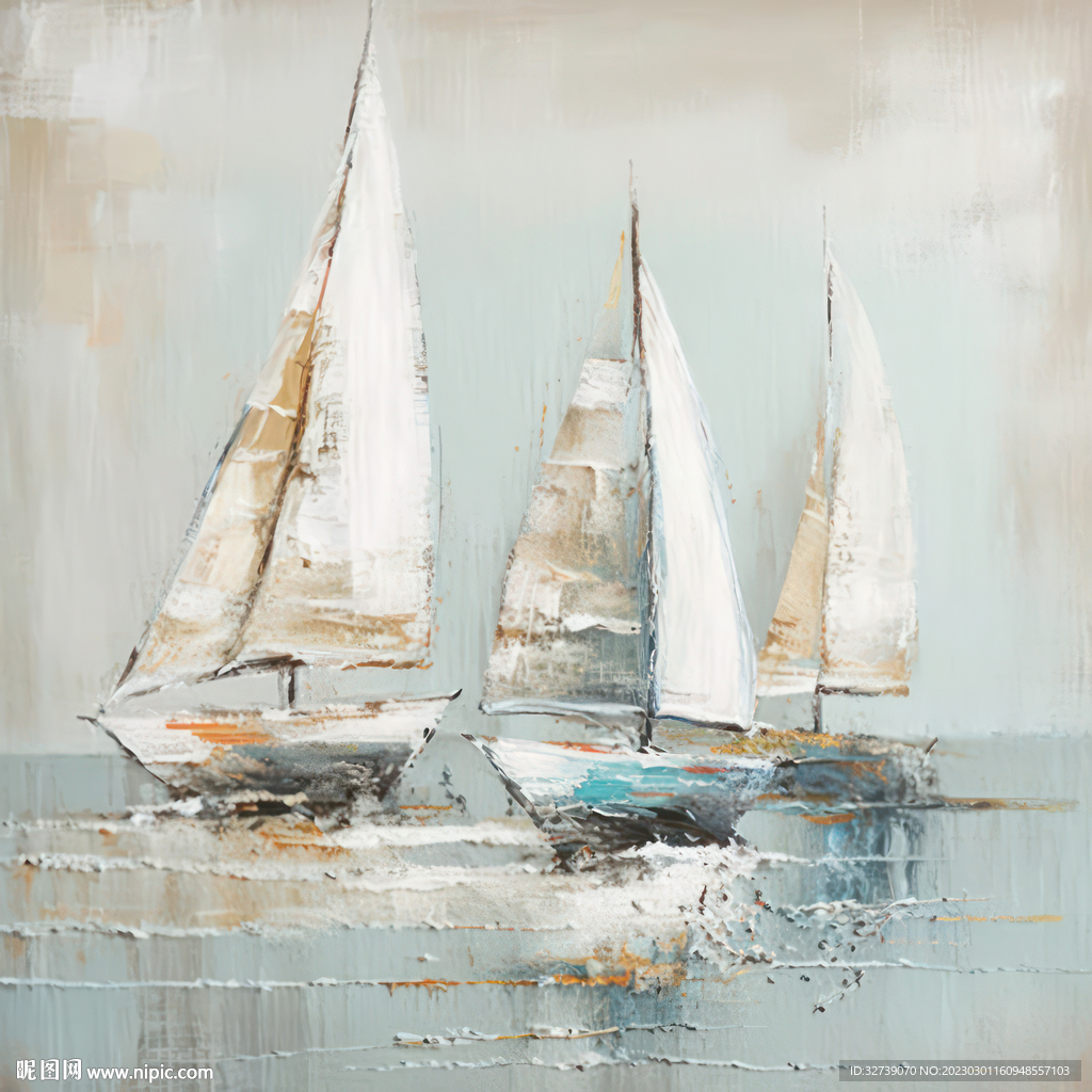 厚涂抽象油画 风帆