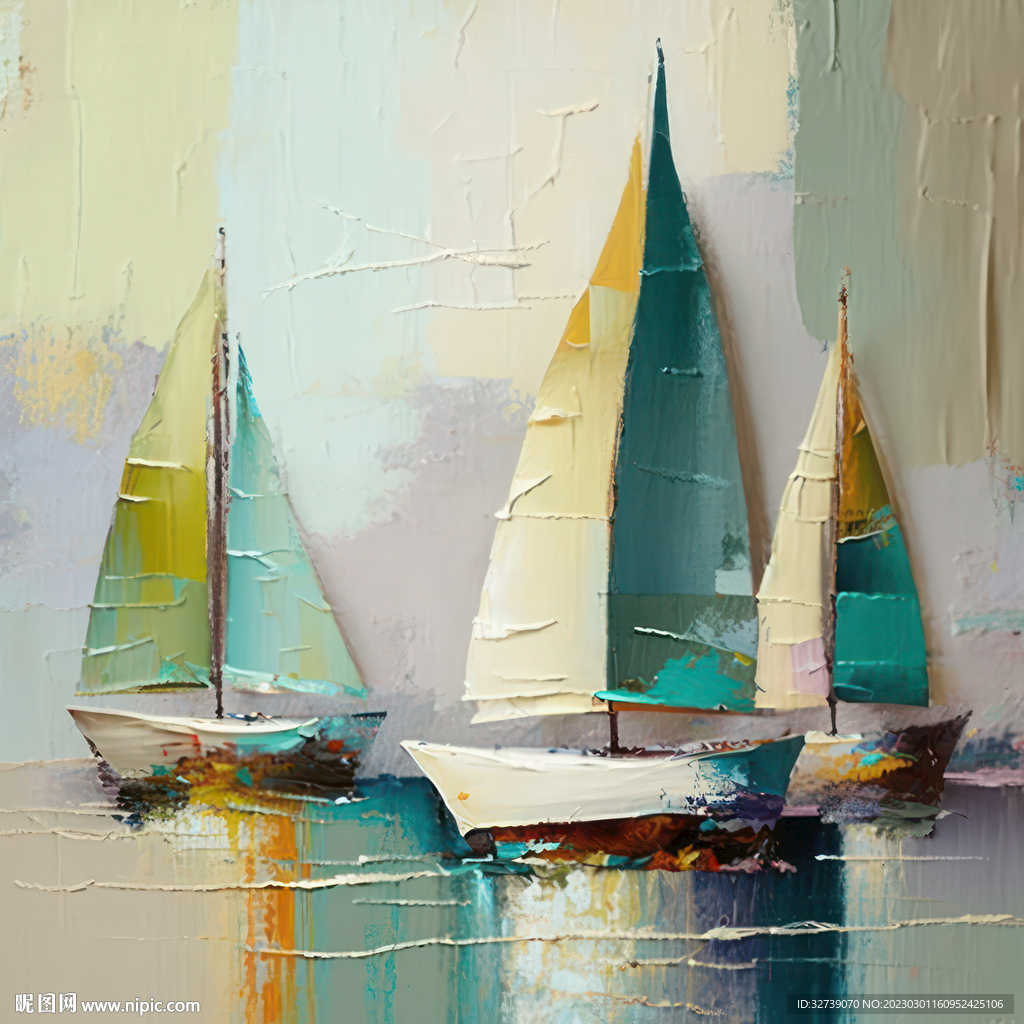 厚涂抽象油画 风帆