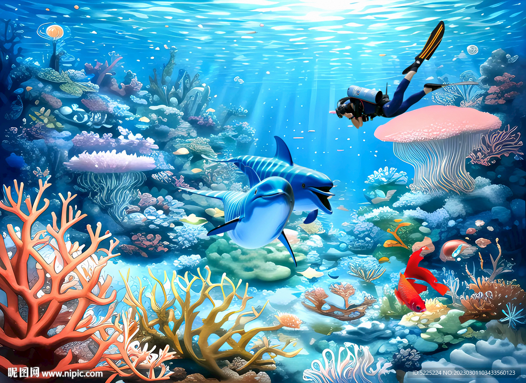 儿童房海底世界背景墙