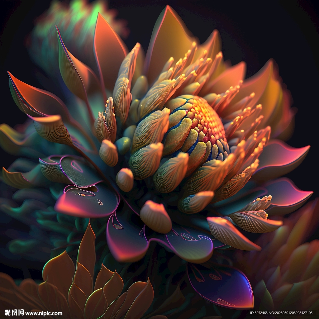 抽象的花朵绽放