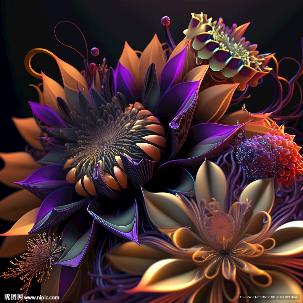 抽象的花朵绽放