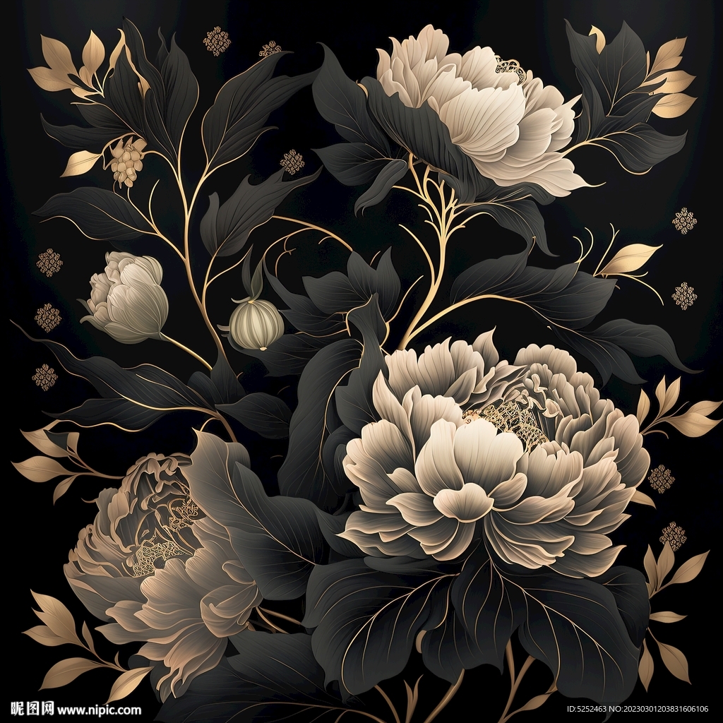 黄金花瓣叶子花纹