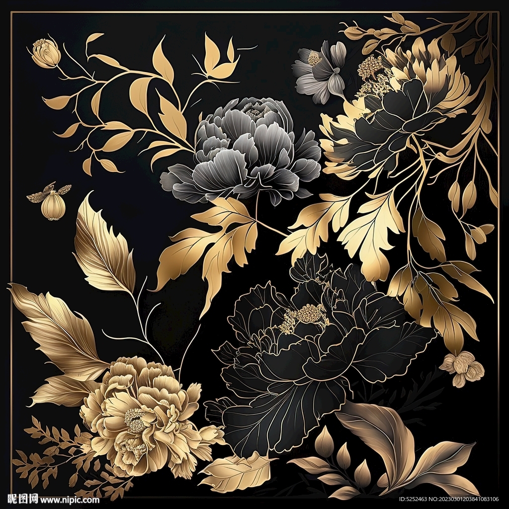 黄金花瓣叶子花纹