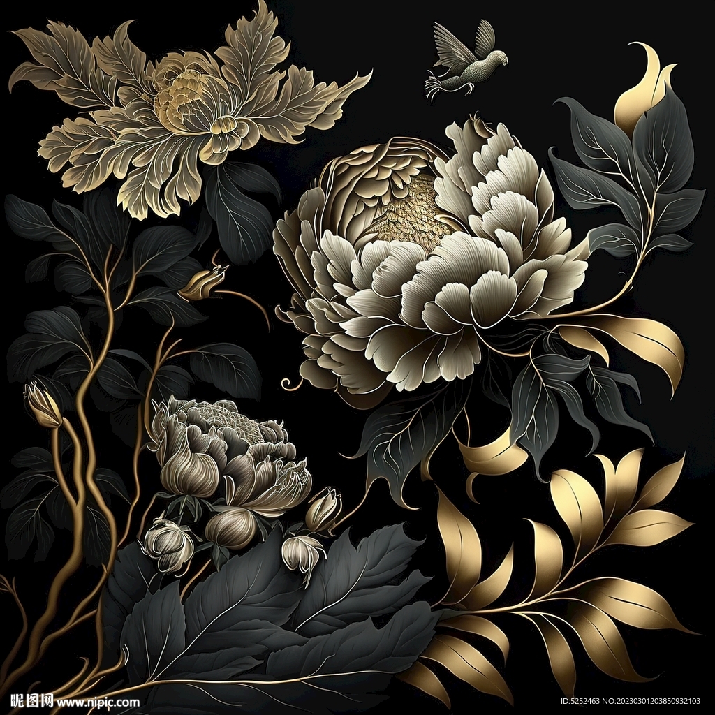 黄金花瓣叶子花纹