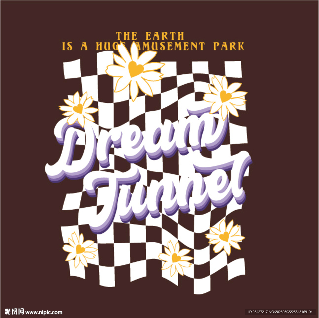 花朵棋盘格印花图案