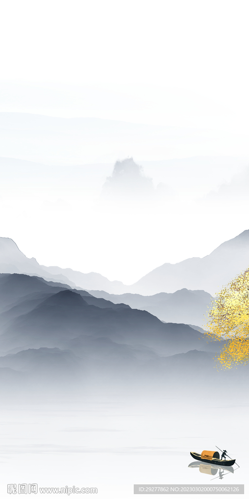 新款 别墅山水玄关 tIF分层