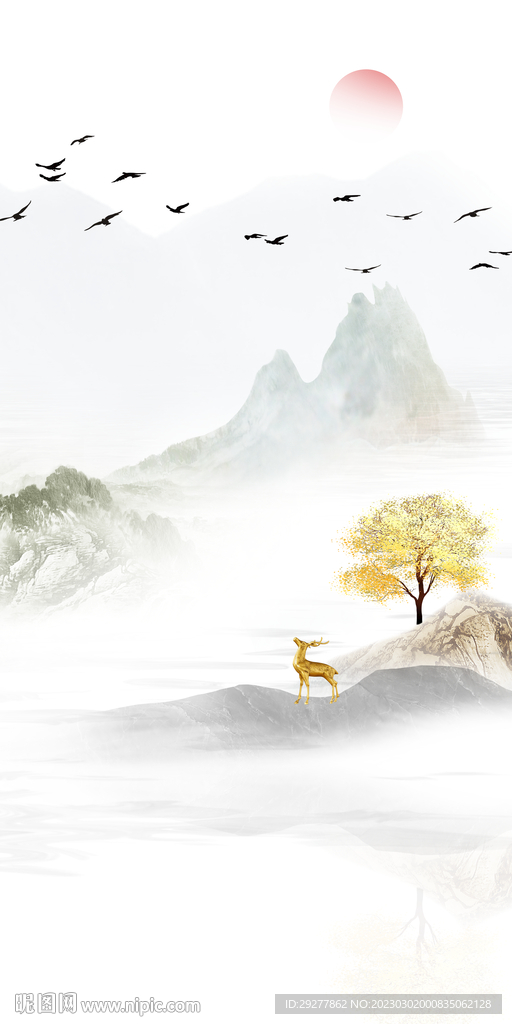 大气 新款山水玄关 tIF分层