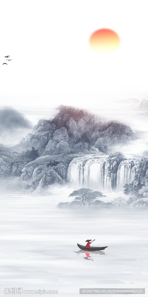 别墅 新款山水玄关 tIF分层