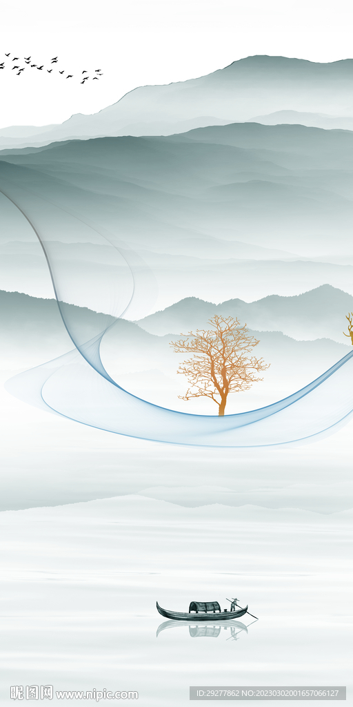 现代 山水意境玄关 TIF分层