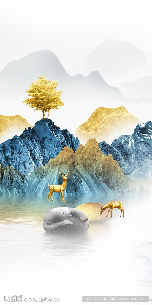 新品 山水意境玄关 TIF分层