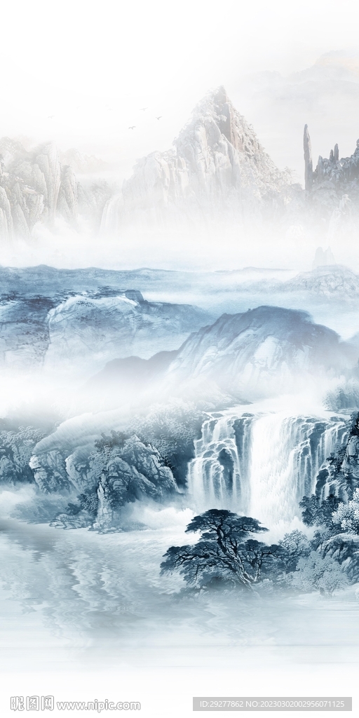 最新 中式山水玄关 TIF分层