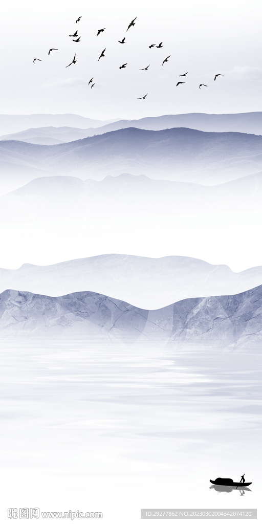 新品 中式山水玄关 TIF分层