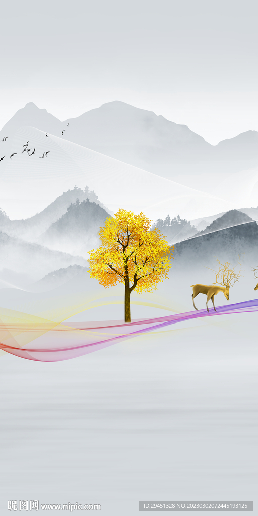 新款 现代新玄关画 tIf分层