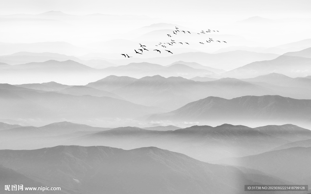 中国风水墨山水墙画