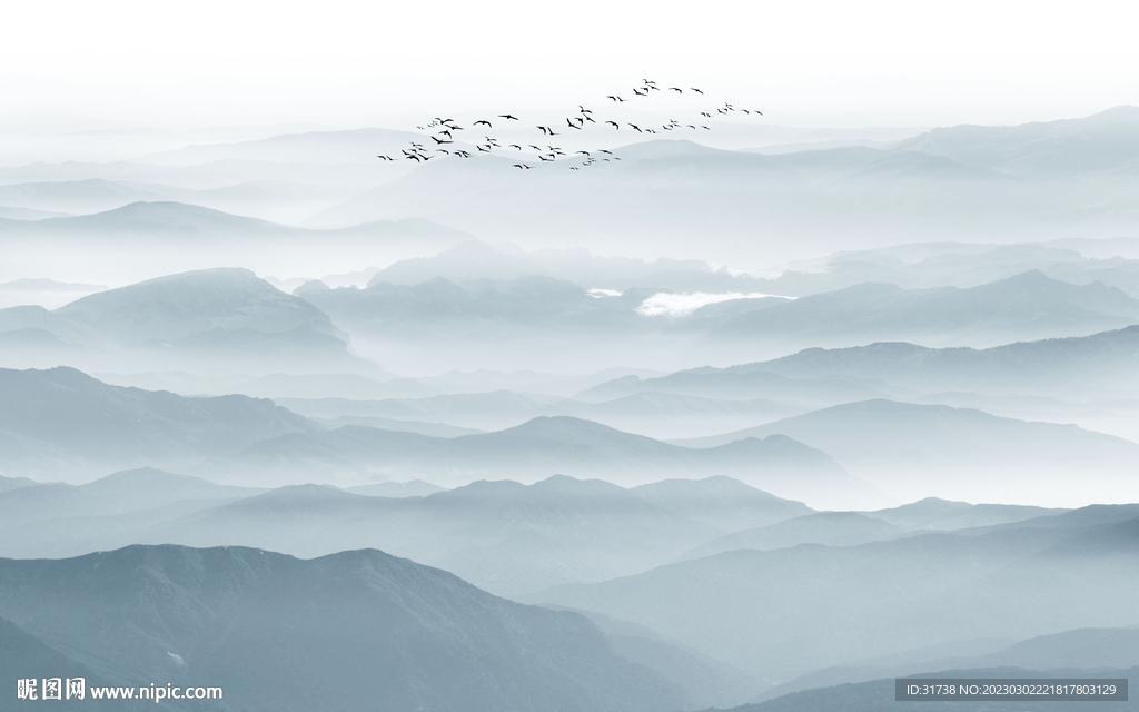 中式水墨山水画背景墙