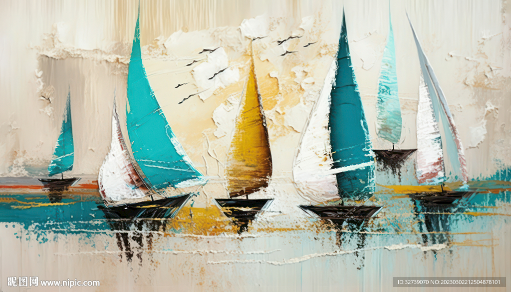 抽象油画 风帆