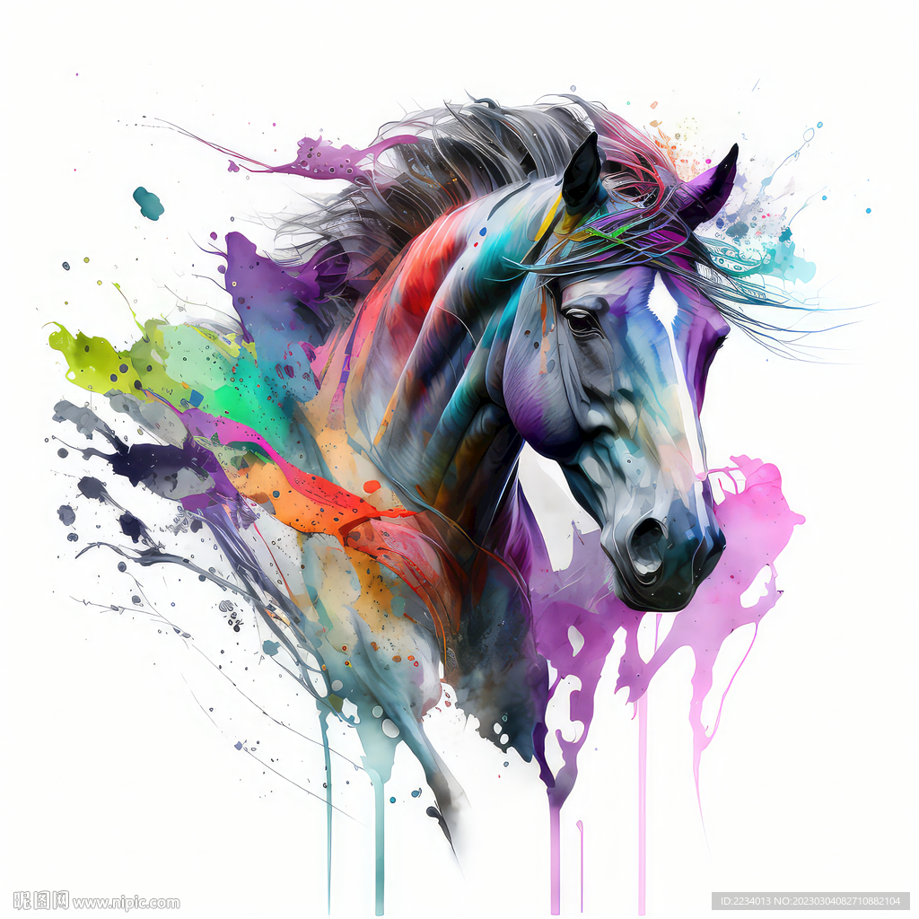 炫彩泼墨马