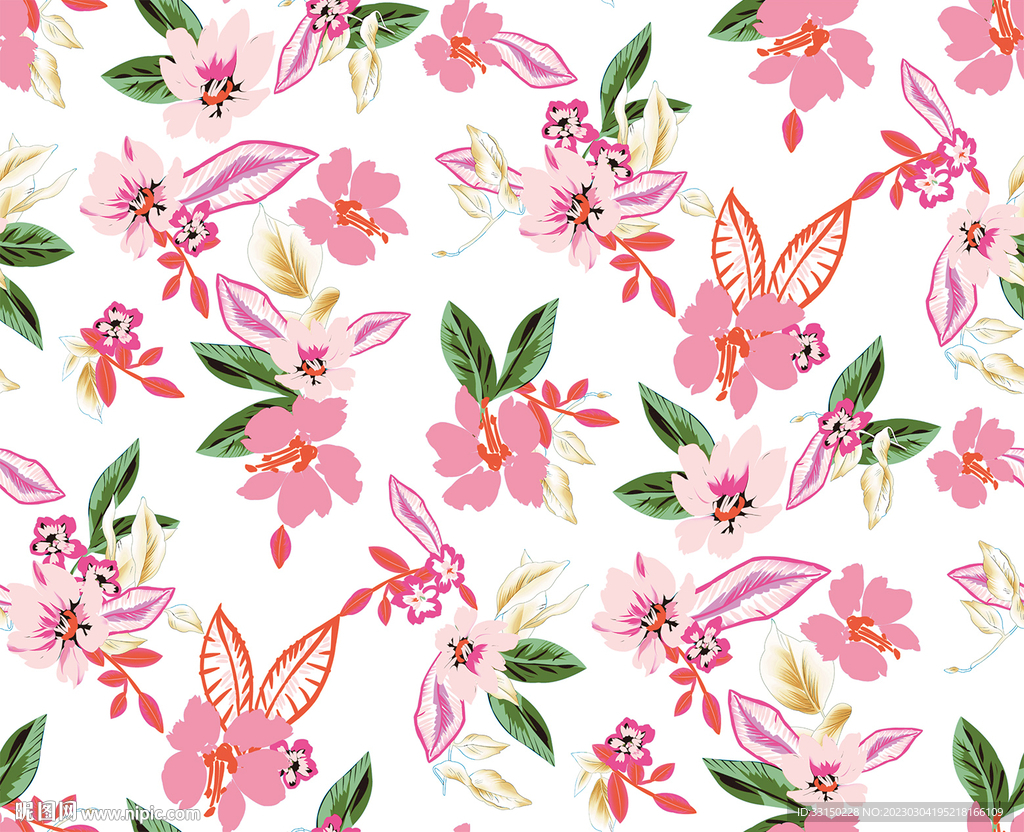 数码印花小碎花树枝花卉乱花 