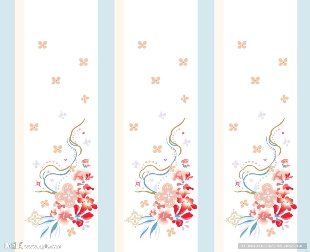 汉服蓝色大红花蓝色叶子