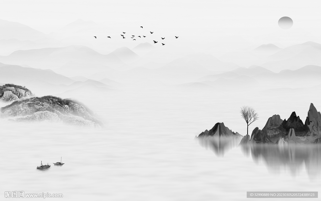 客厅 热门大气山水 Tif分层