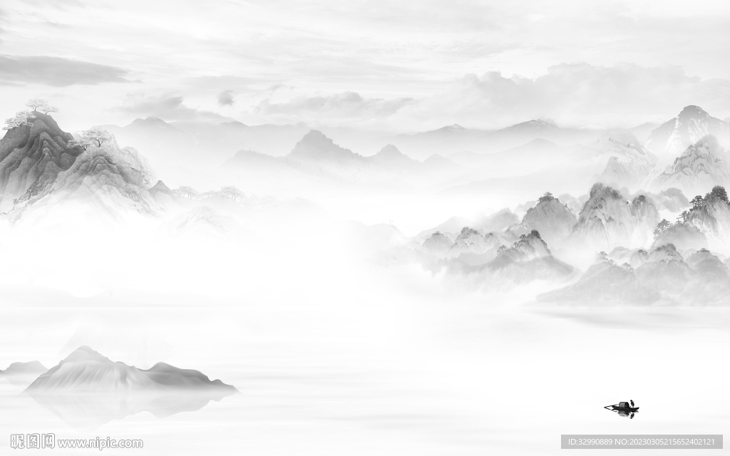 爆款 高档简约山水 Tif分层