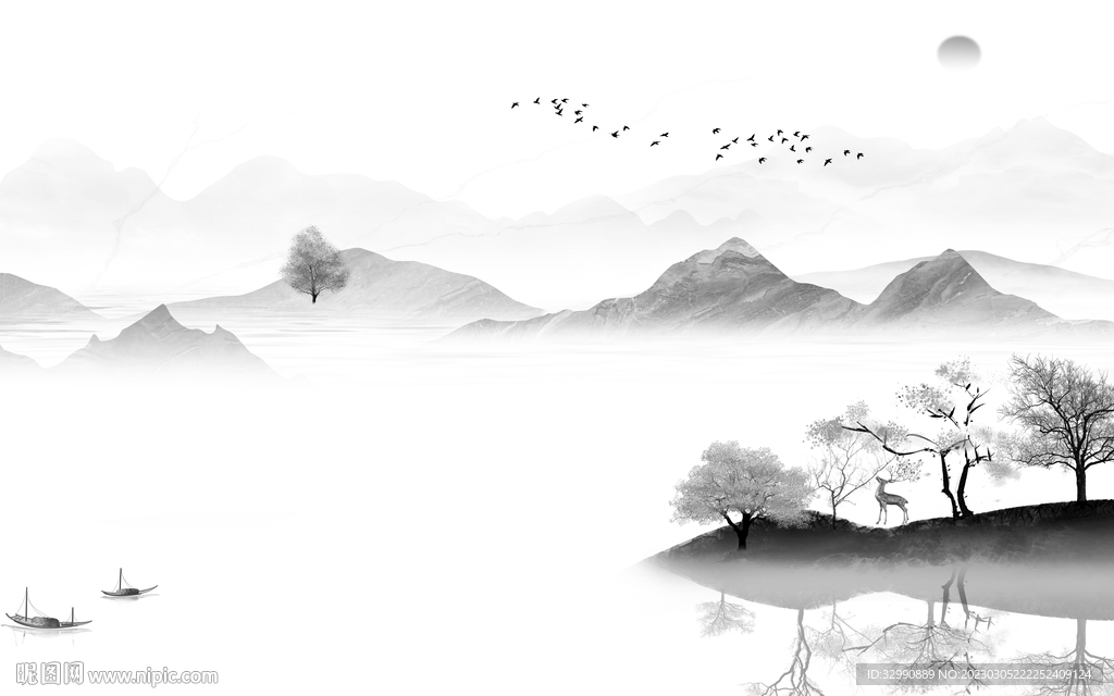 高雅 高档简约山水 Tif分层