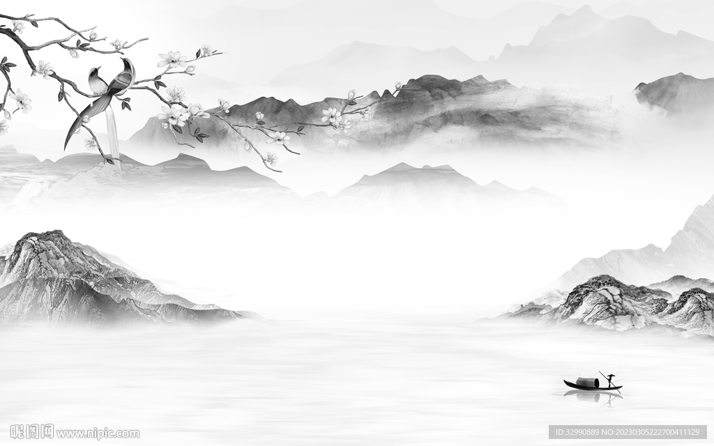 现代 高档简约山水 Tif分层