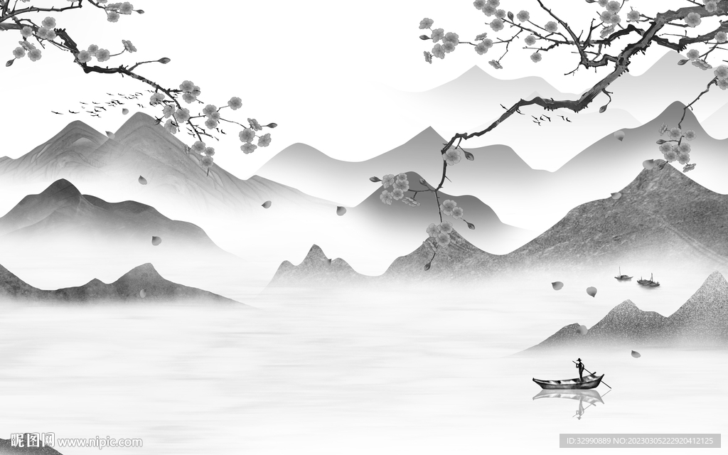 高清 高档简约山水 Tif分层