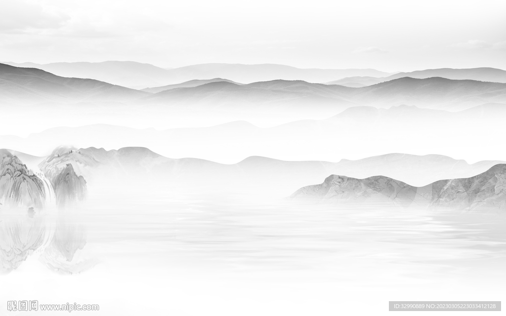 人气 高档简约山水 Tif分层