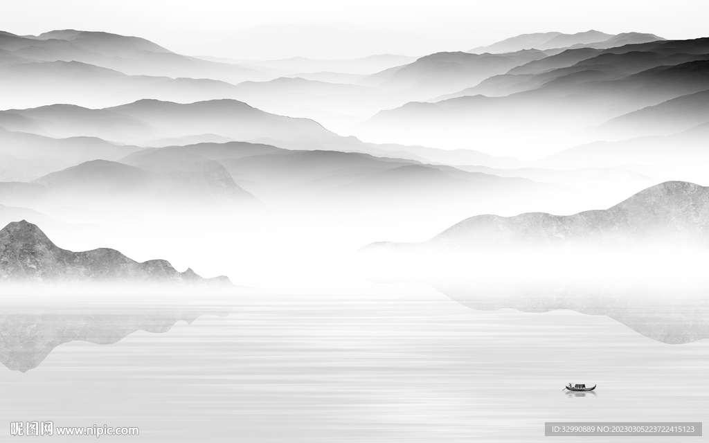 别墅 灰色简意山水 Tif分层