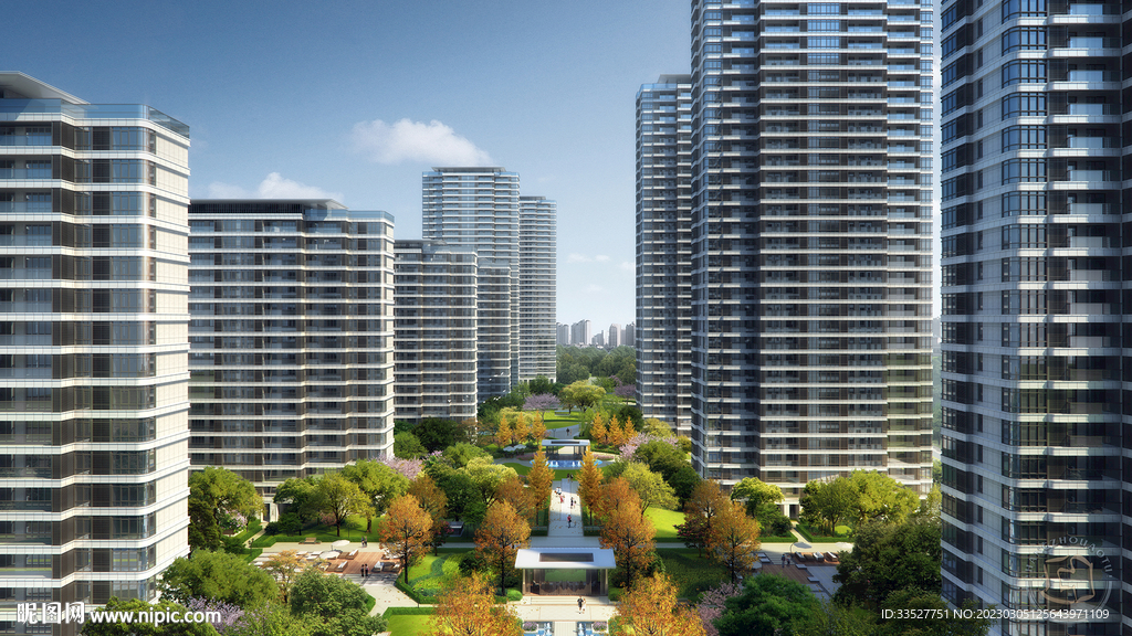 住宅小区中轴景观鸟瞰图