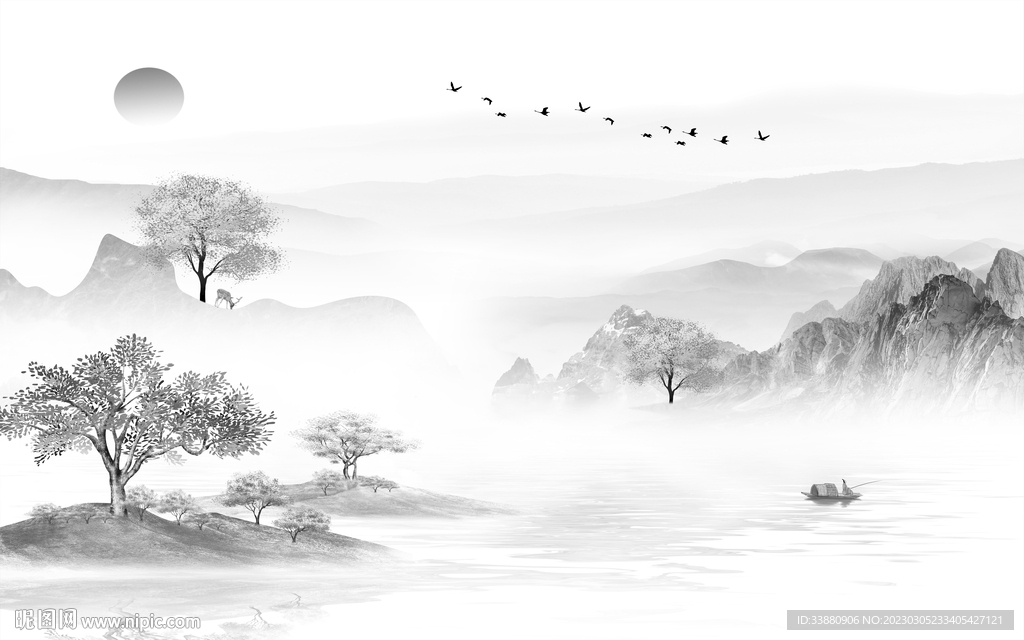 高端 灰色新款山水 tif分层