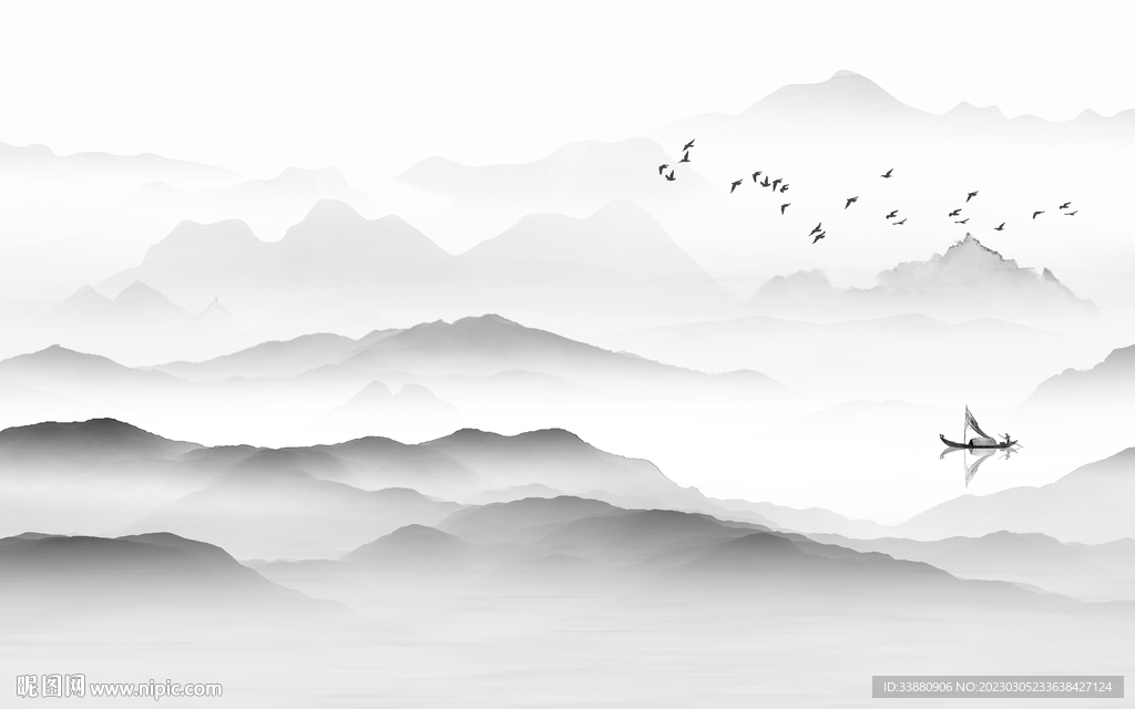 最新 灰色新款山水 tif分层