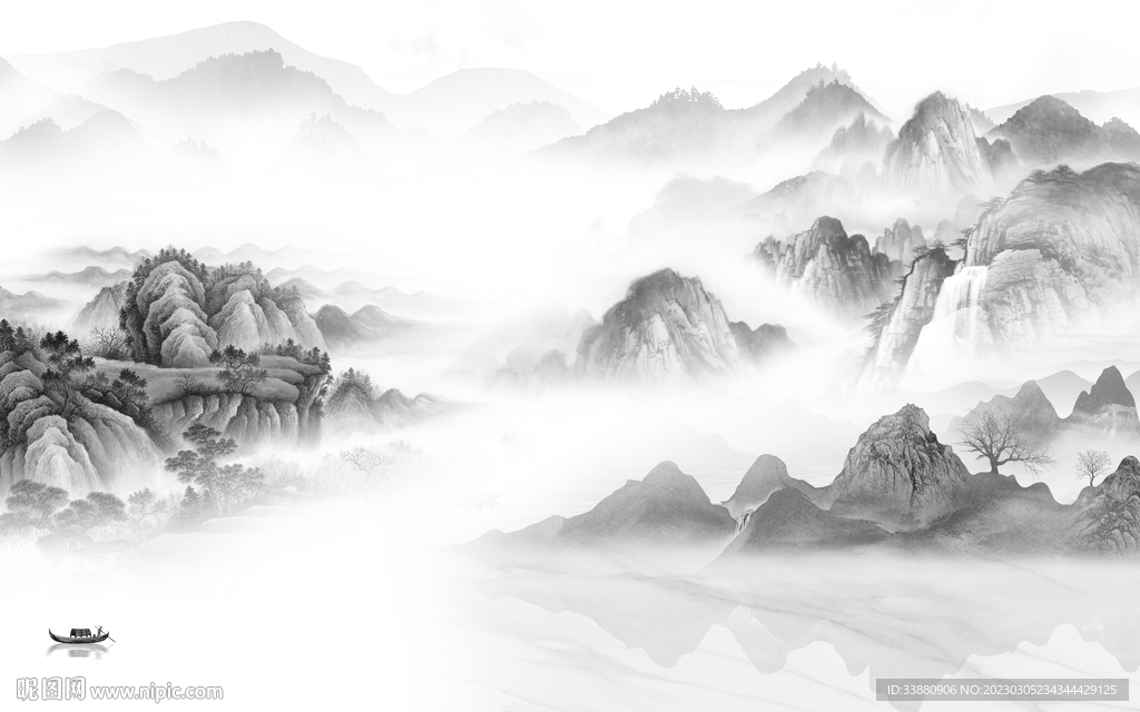 现代 灰色新款山水 tif分层