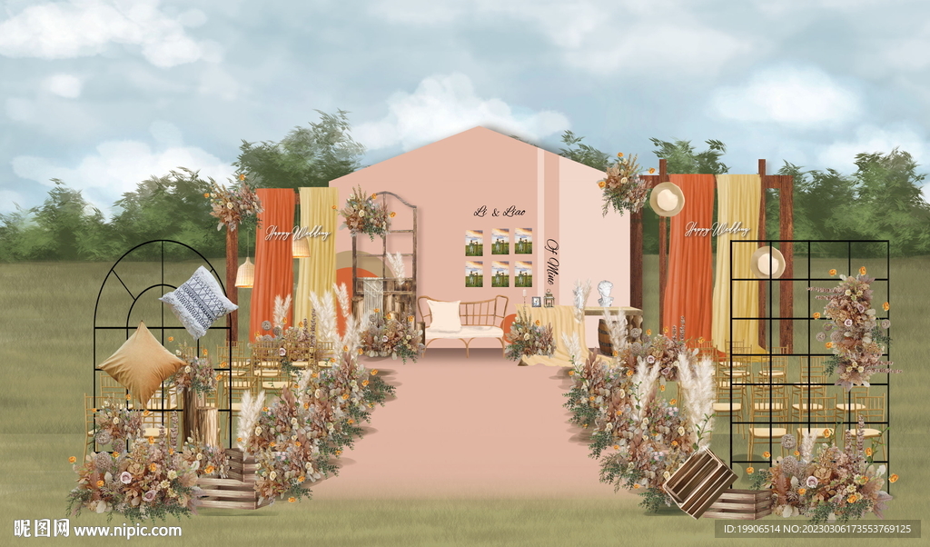 秋色系婚礼效果图