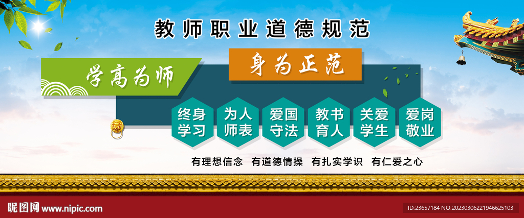 校园文化展板 师德师风