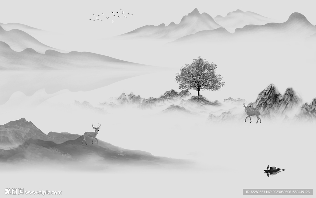 沙发 中式新无框画 tIF分层