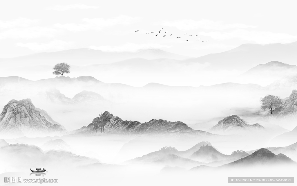 爆款 中式新无框画 tIF分层