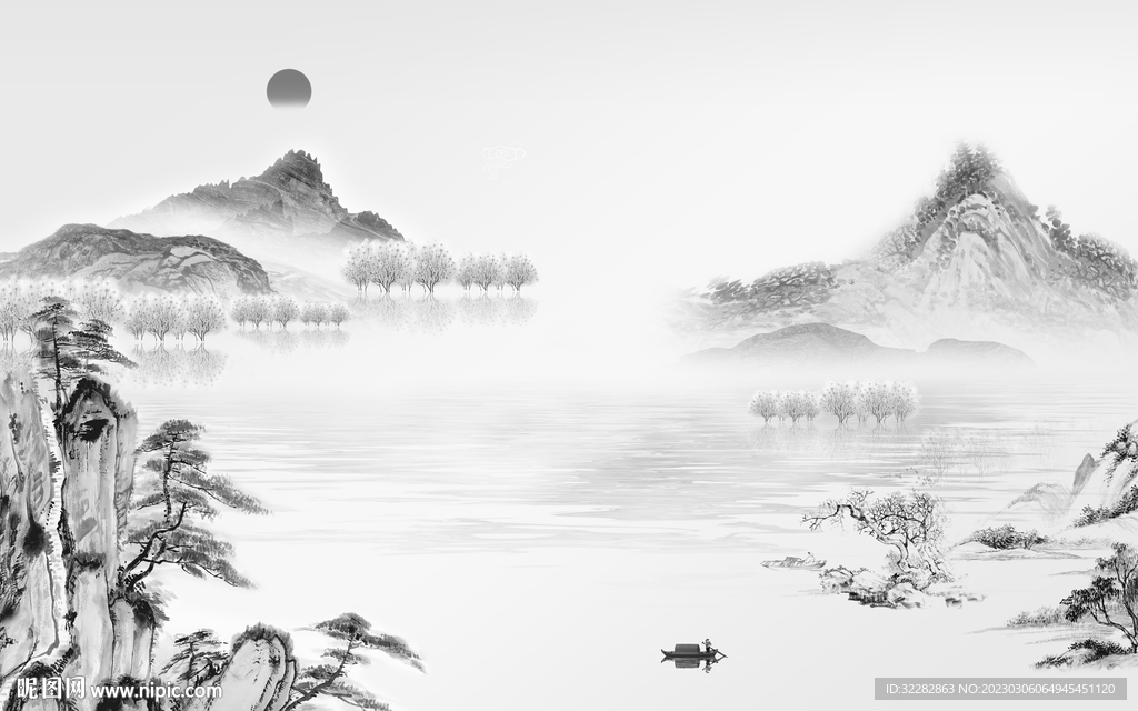 人气 中式新无框画 tIF分层