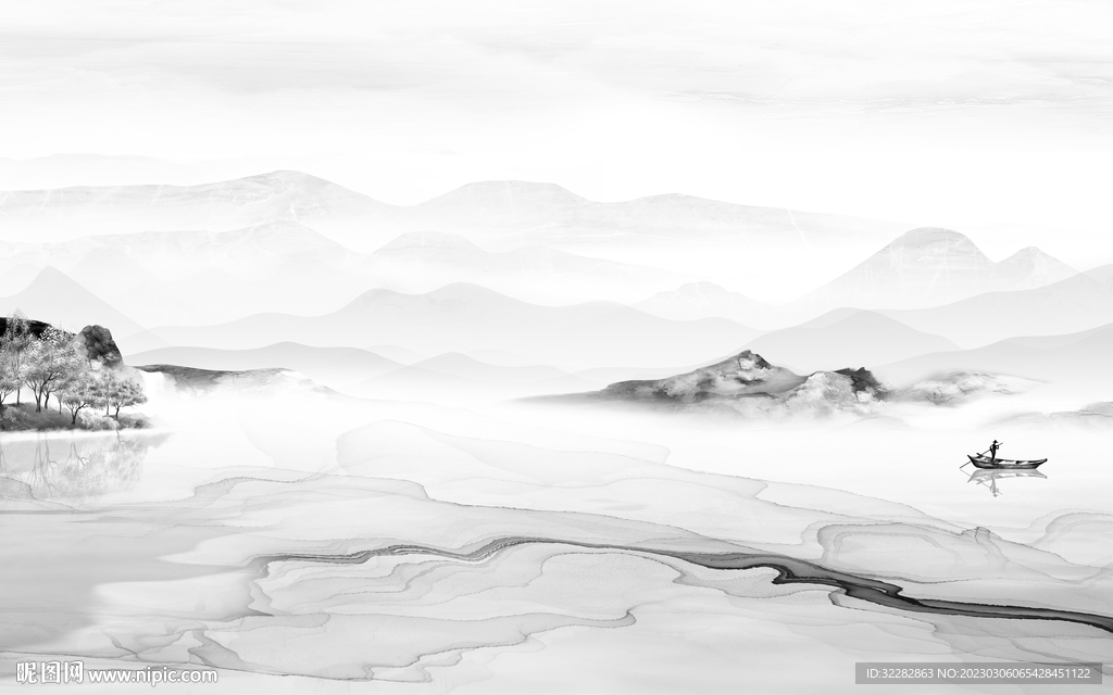 大气 中式新无框画 tIF分层