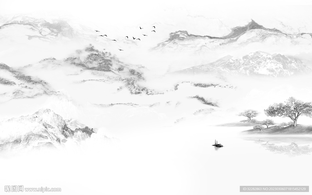 简约 新中式灰色画 tIF分层