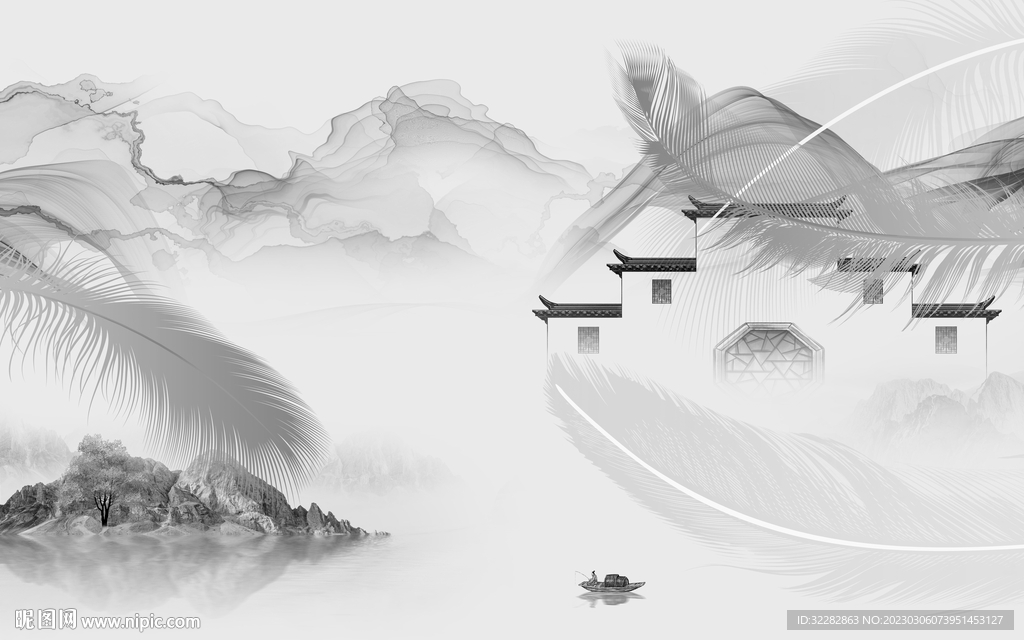 别墅 简奢灰色山水 tIF分层