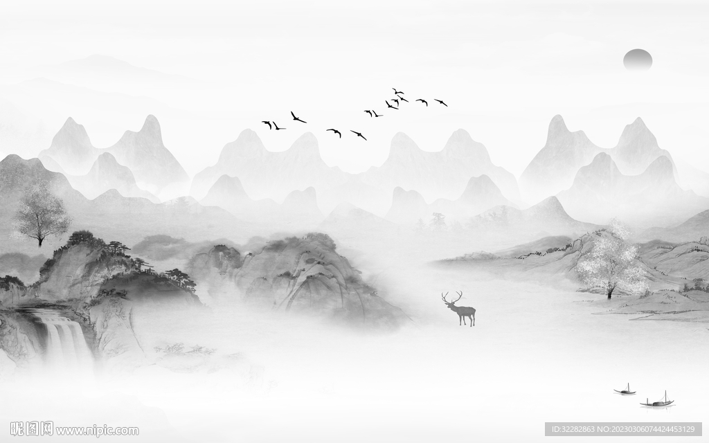 简约 灰色新式山水 tIF分层