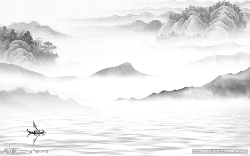 简约 简奢灰色山水 tIF分层