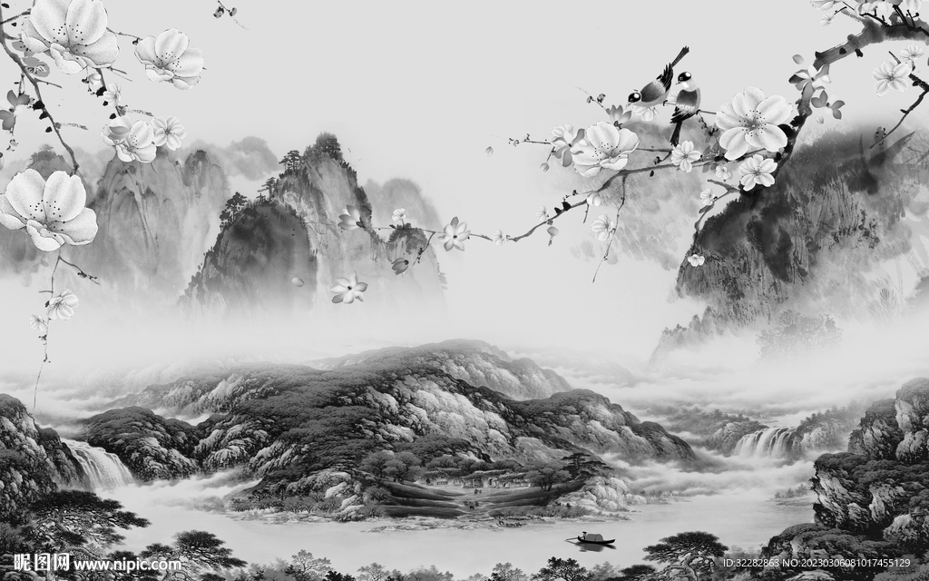 大气 简奢灰色山水 tIF分层