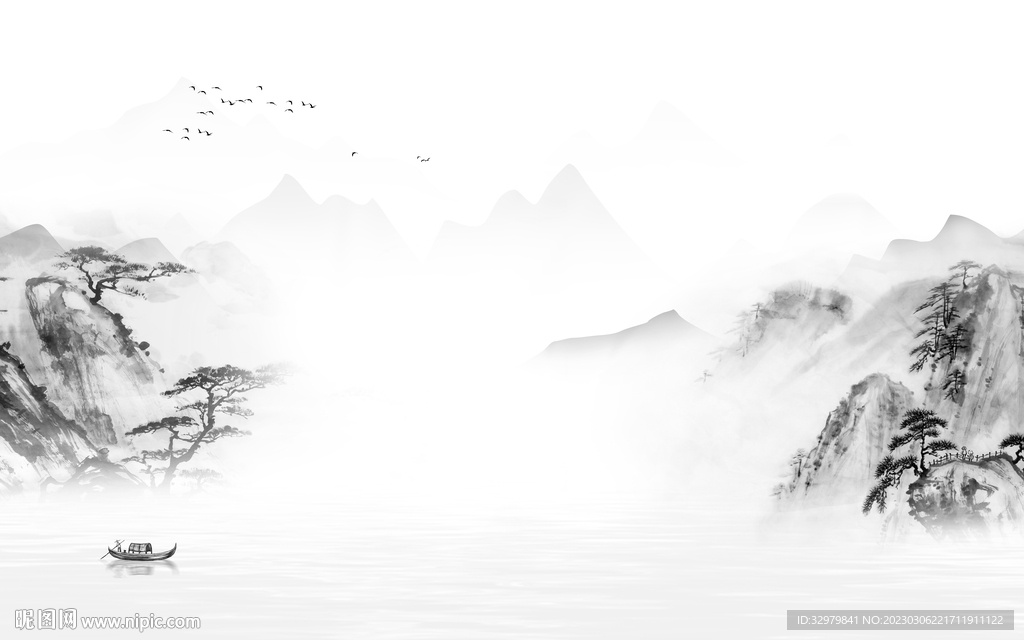 新款 中式简意山水 tiF分层