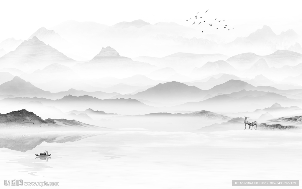 极简 热门灰色山水 tiF分层